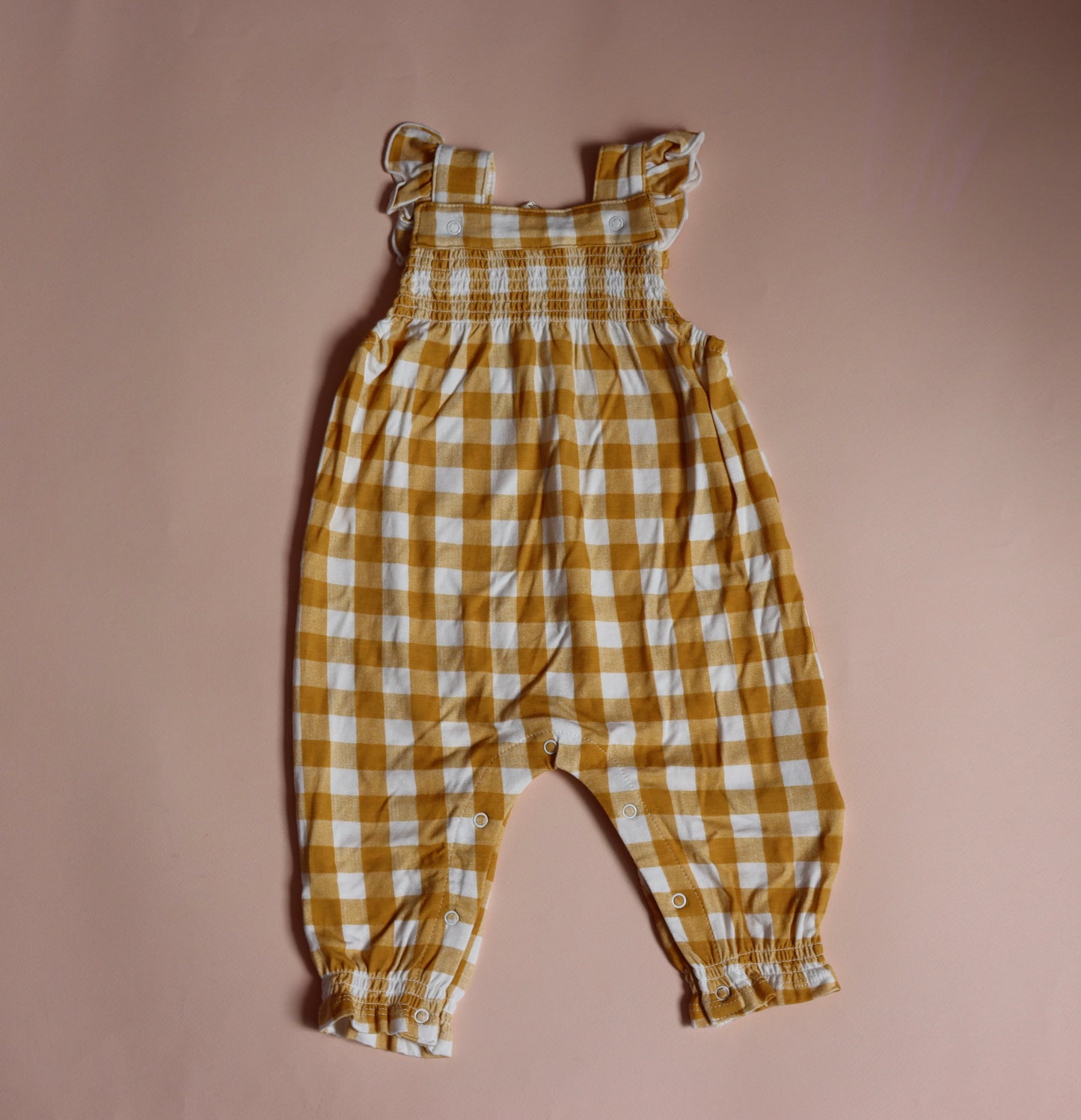 Smocked Front Coverall Honey Orange