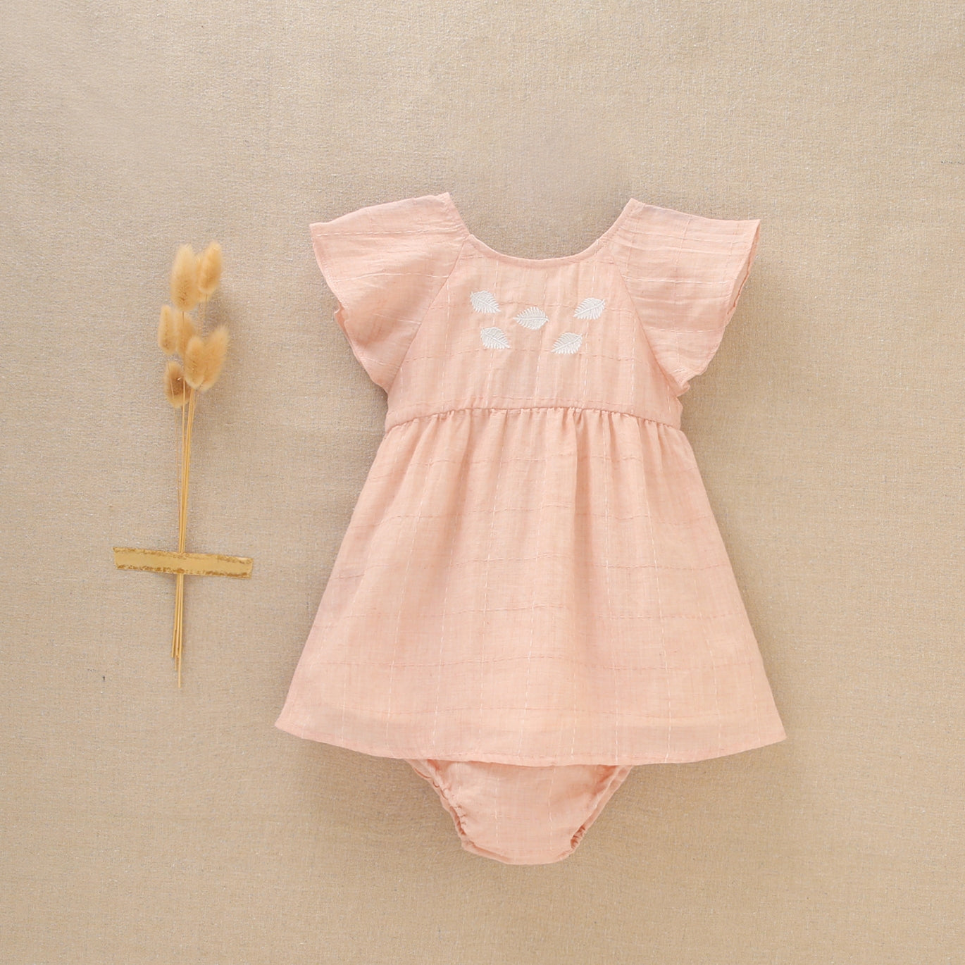 Vestido bebé niña hojas