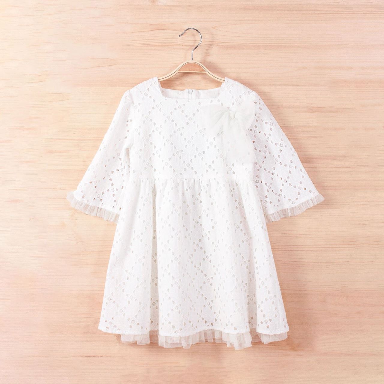 Vestido Jr niña blanco perforado