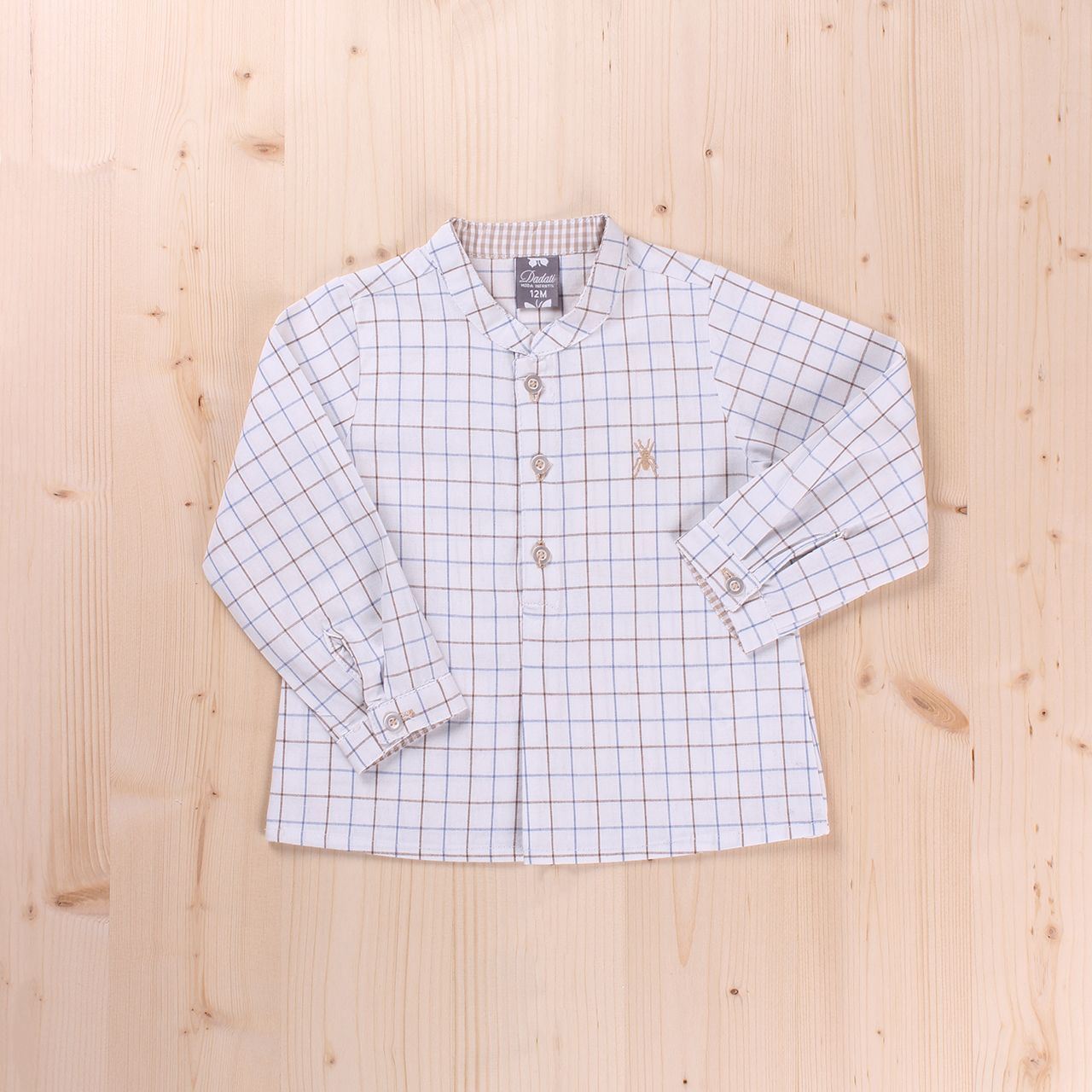 Camisa bebé niño cuadros beige