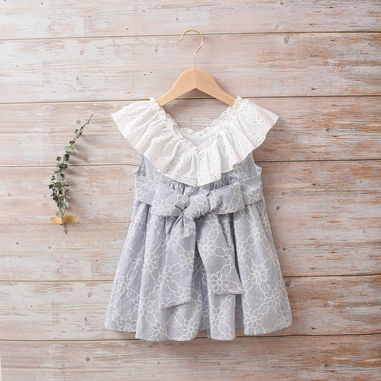 Vestido Jr niña rayas azules flores