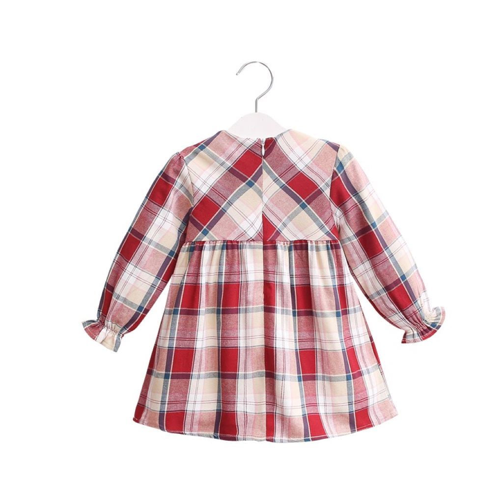 Vestido bebé niña cuadros rojos