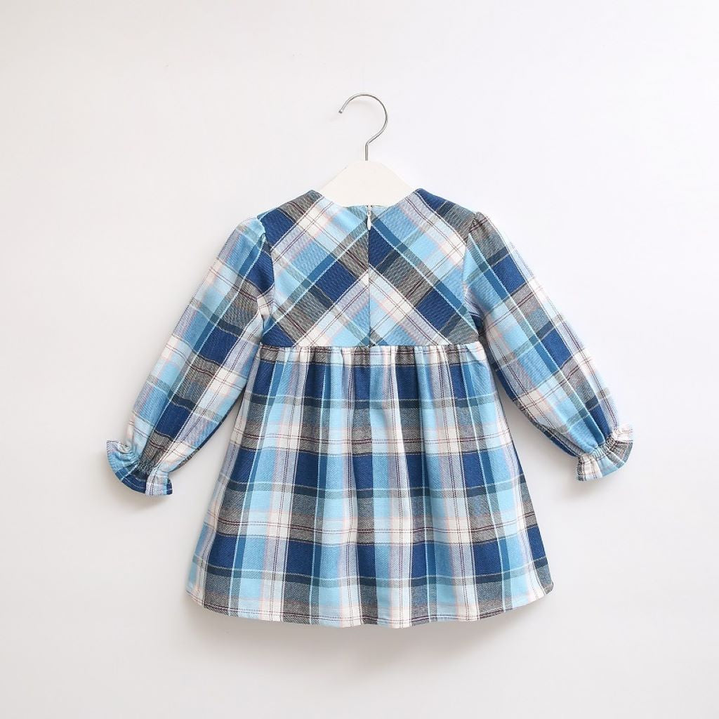 Vestido bebé niña cuadros turquesa