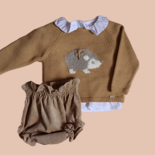 Conjunto Erizo Niña Beige