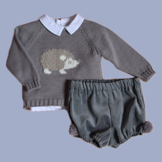Conjunto Erizo Niño Gris