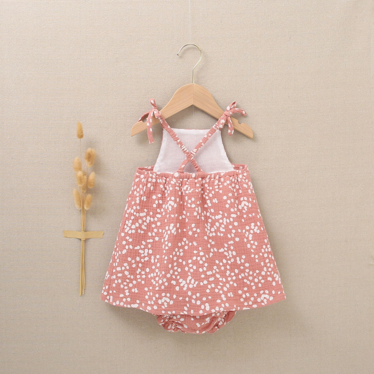 Vestido bebé niña bámbula rosa quemado