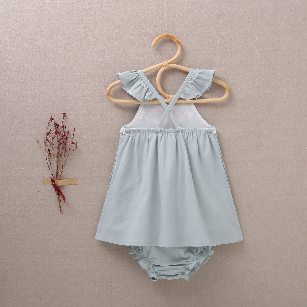 Vestido bebé niña vede salvia