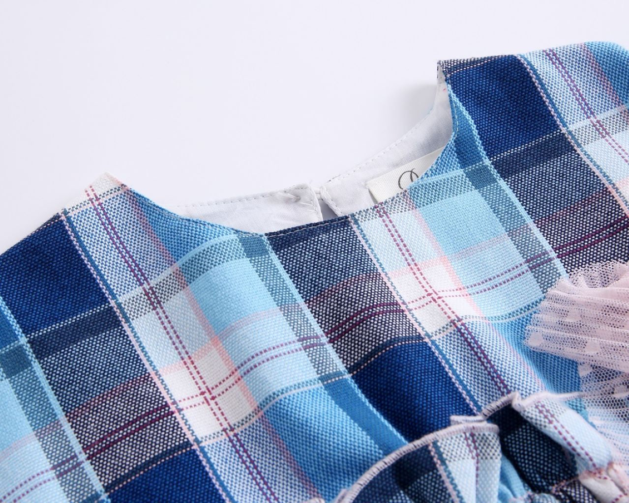 Vestido Jr cuadros azules turquesa