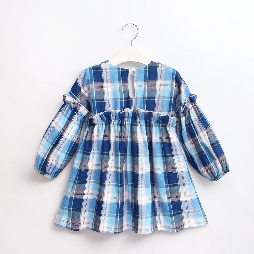 Vestido Jr cuadros azules turquesa