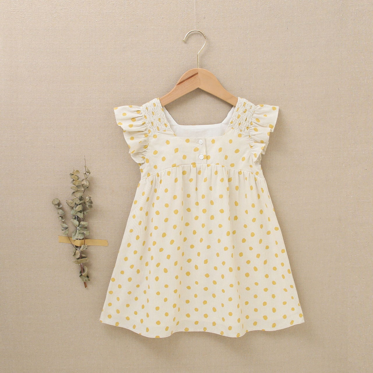 Vestido niña Jr lunares amarillos