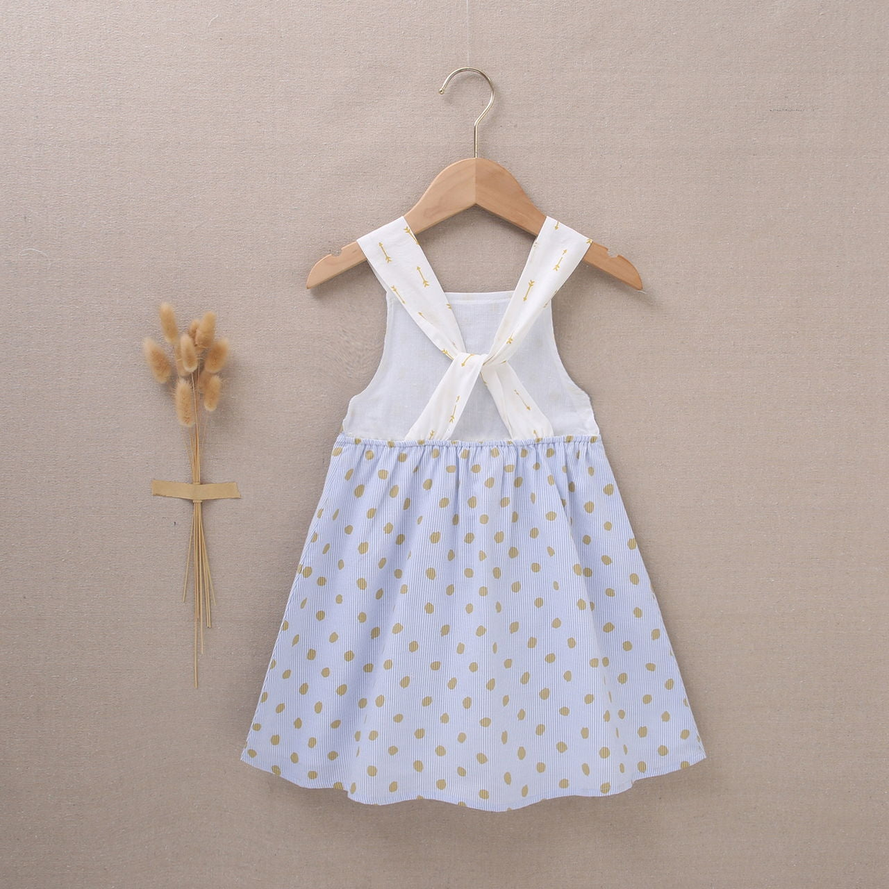 Vestido jr niña azul estampado lunares