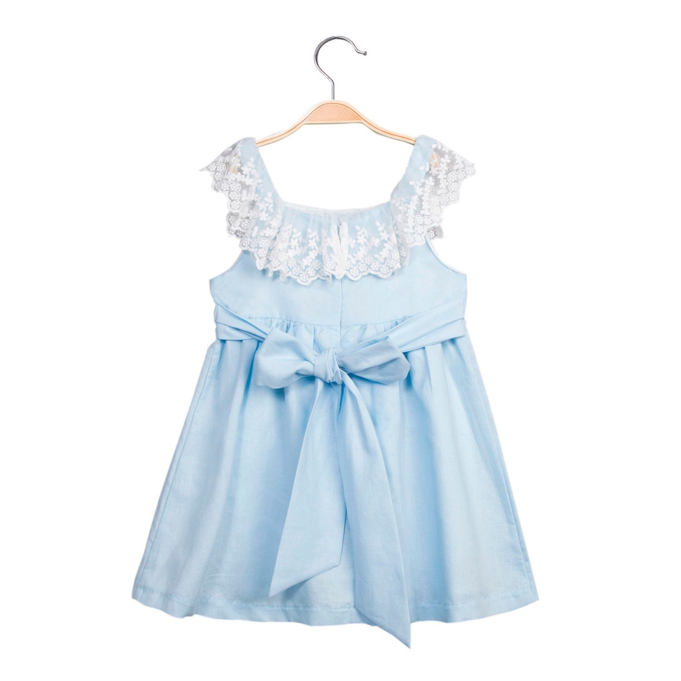 Vestido niña jr azul guipur