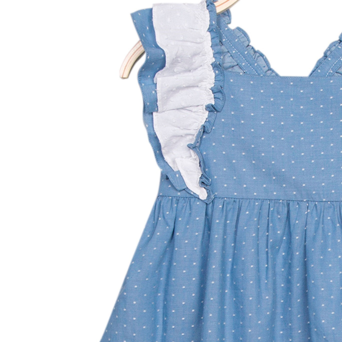 Vestido Jr niña demi lunares blancos