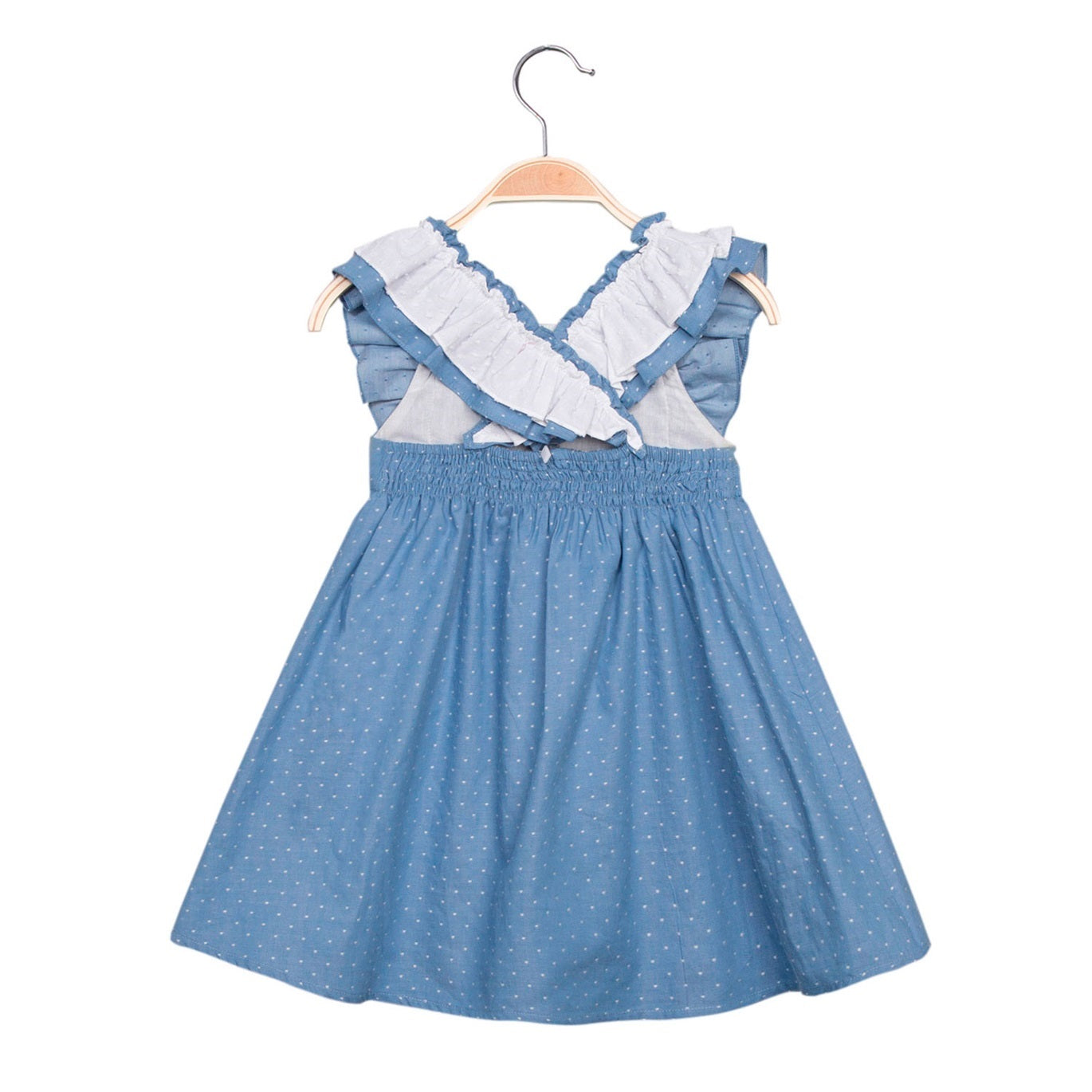 Vestido Jr niña demi lunares blancos