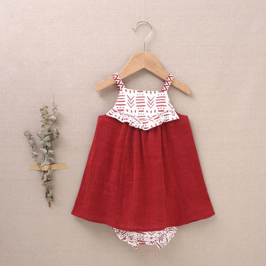 Vestido bebé niña rojo étnico