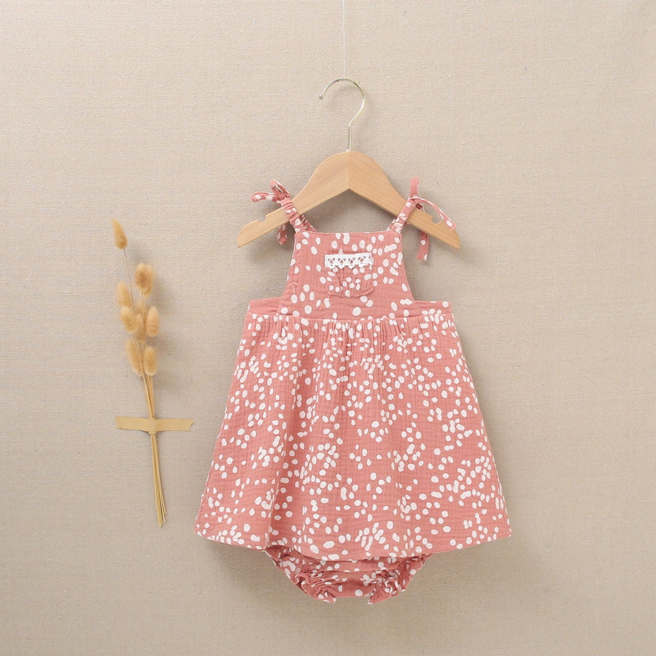 Vestido bebé niña bámbula rosa quemado