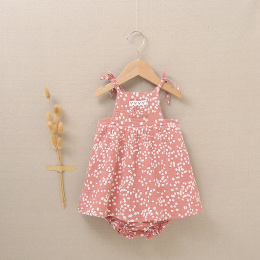 Vestido bebé niña bámbula rosa quemado