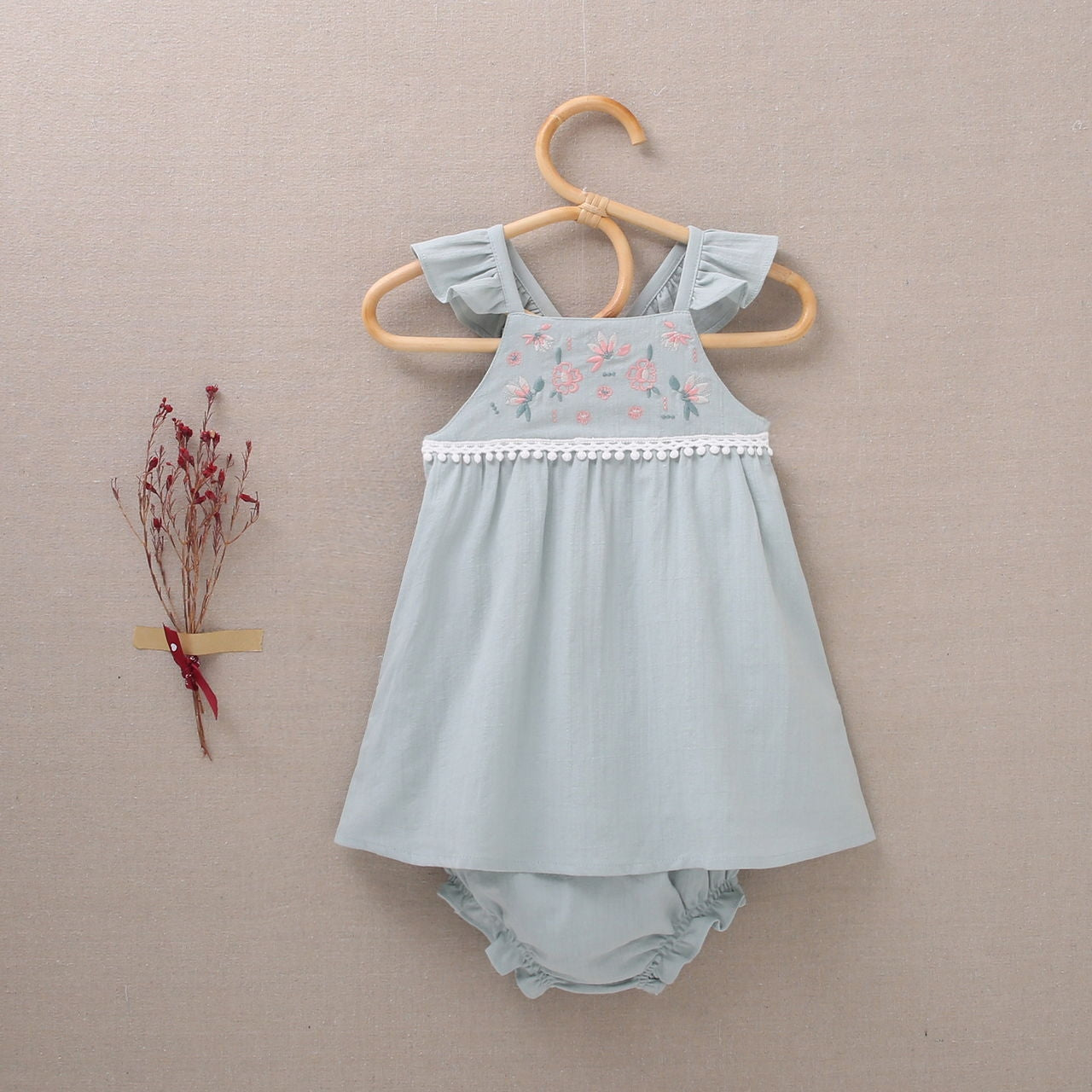Vestido bebé niña vede salvia
