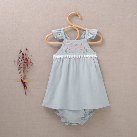 Vestido bebé niña vede salvia