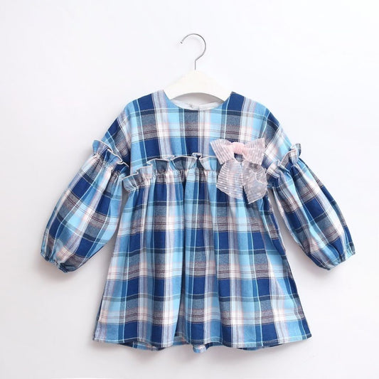 Vestido Jr cuadros azules turquesa