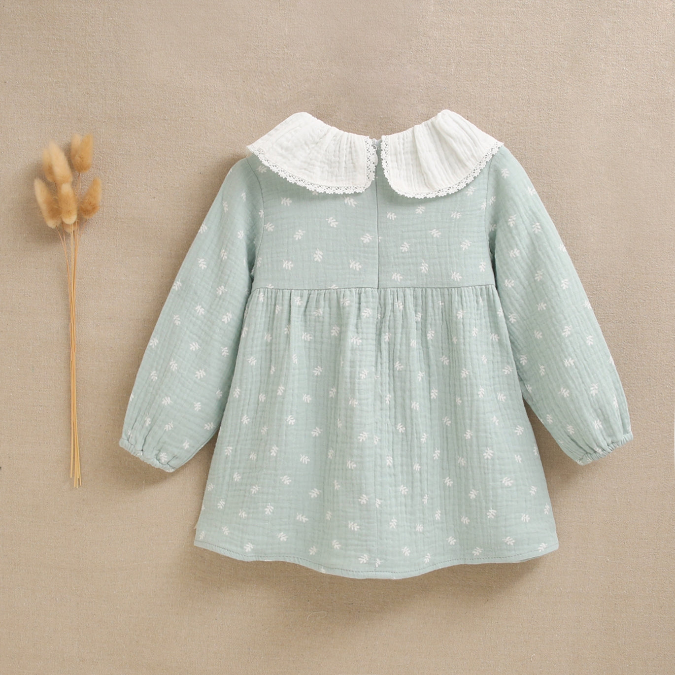 Vestido bebé niña musgo flores