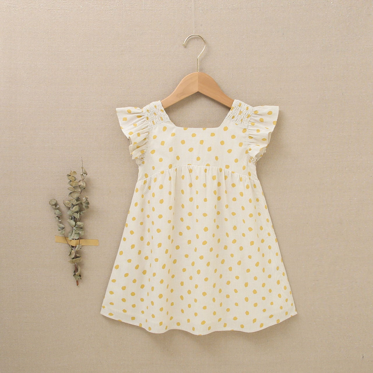 Vestido niña Jr lunares amarillos