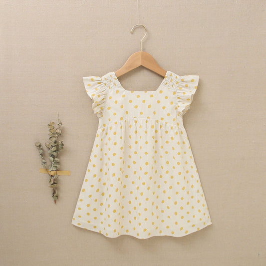 Vestido niña Jr lunares amarillos