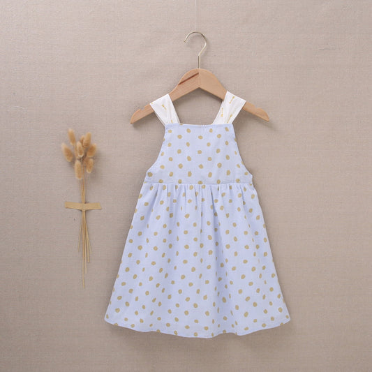 Vestido jr niña azul estampado lunares