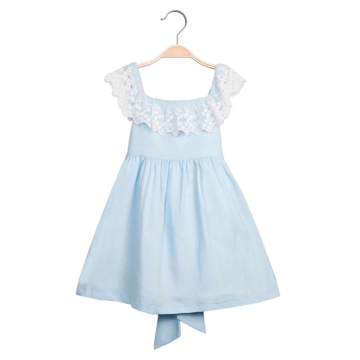 Vestido niña jr azul guipur