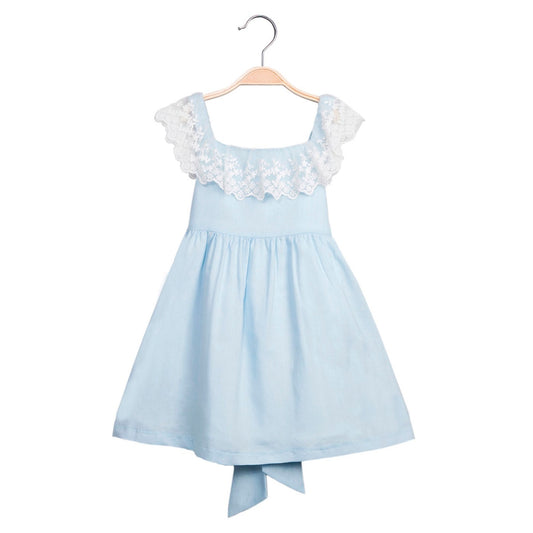 Vestido niña jr azul guipur