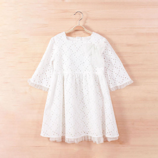 Vestido Jr niña blanco perforado