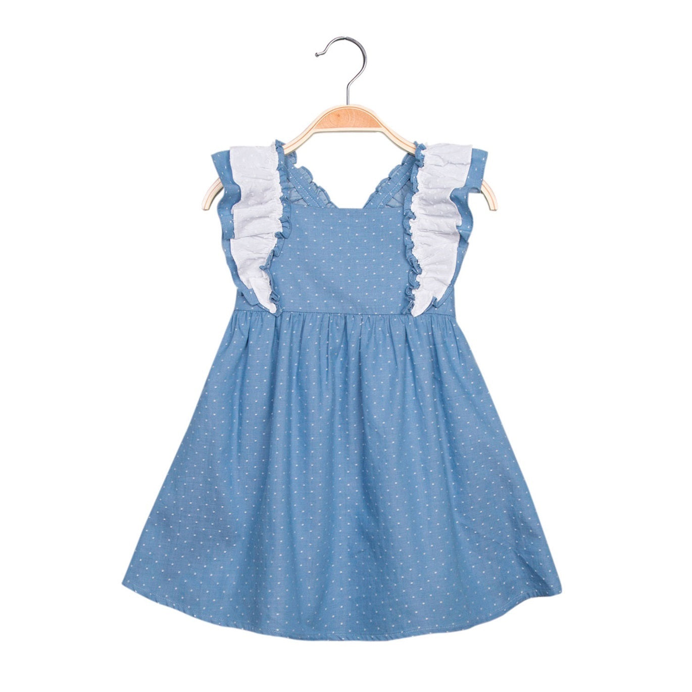 Vestido Jr niña demi lunares blancos