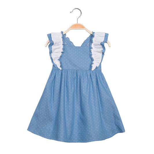Vestido Jr niña demi lunares blancos