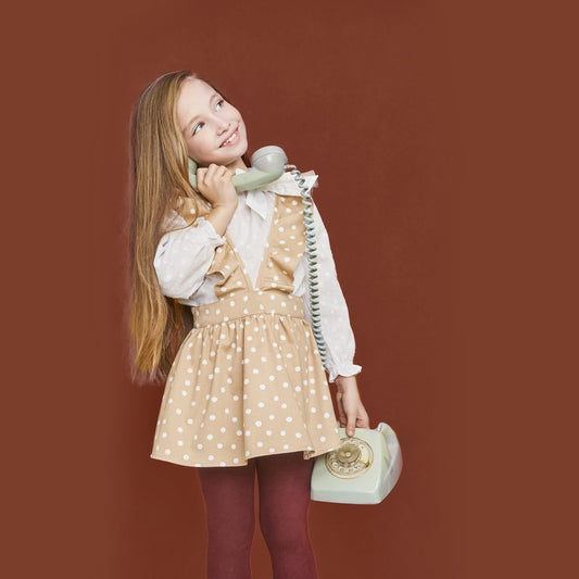 Pichi niña Jr beige lunares blancos