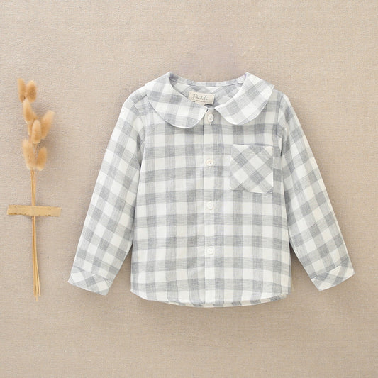 Conjunto bebé niño  cuadros grises pitufo