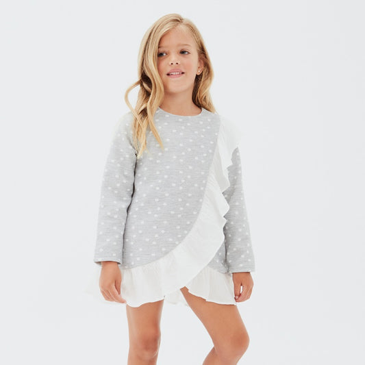 Vestido Jr niña lunares blancos
