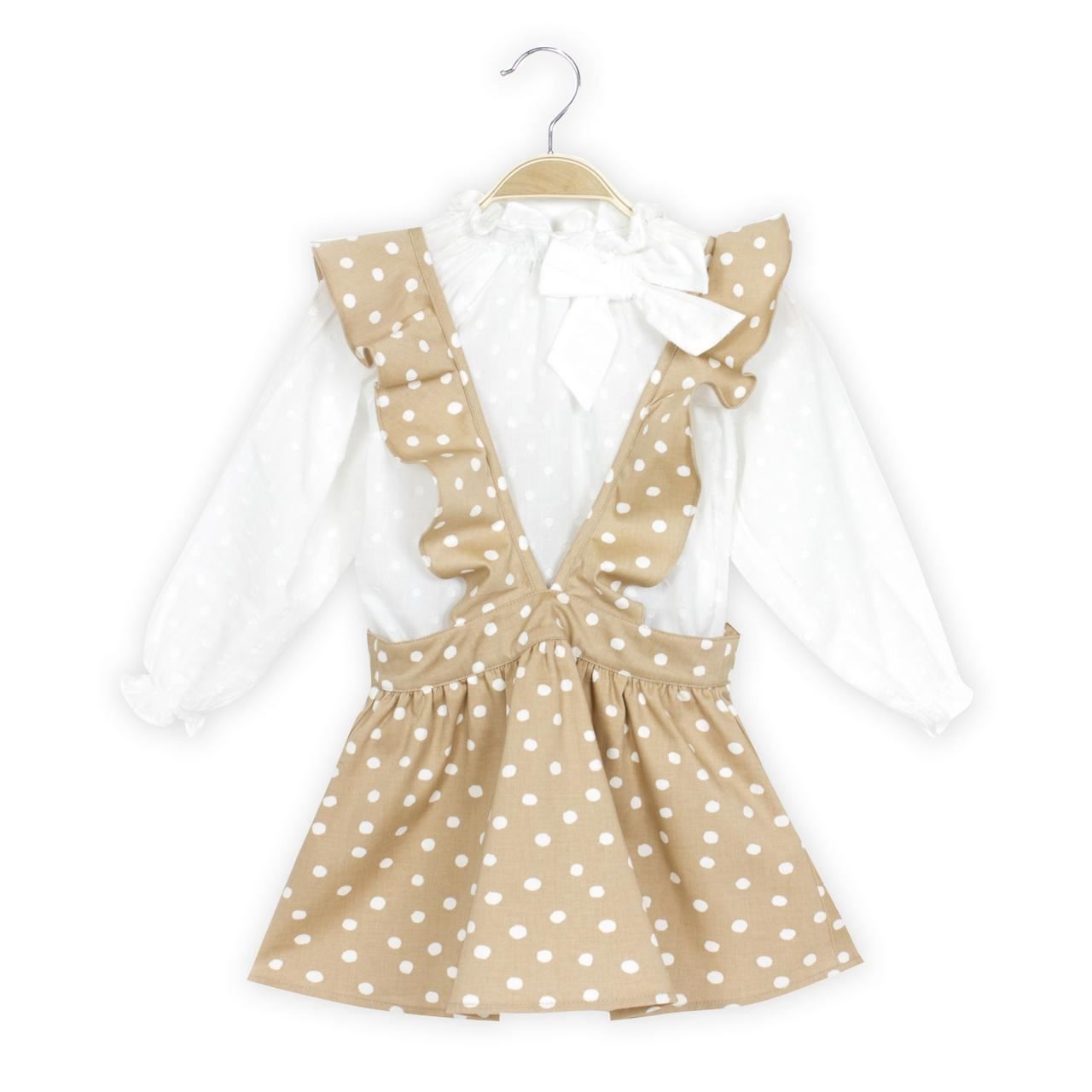 Pichi niña Jr beige lunares blancos