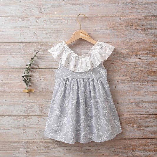 Vestido Jr niña rayas azules flores