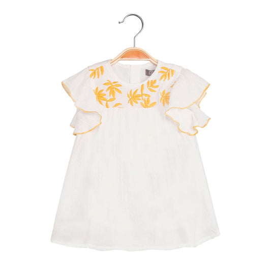 Vestido bebé niña bordados mostaza