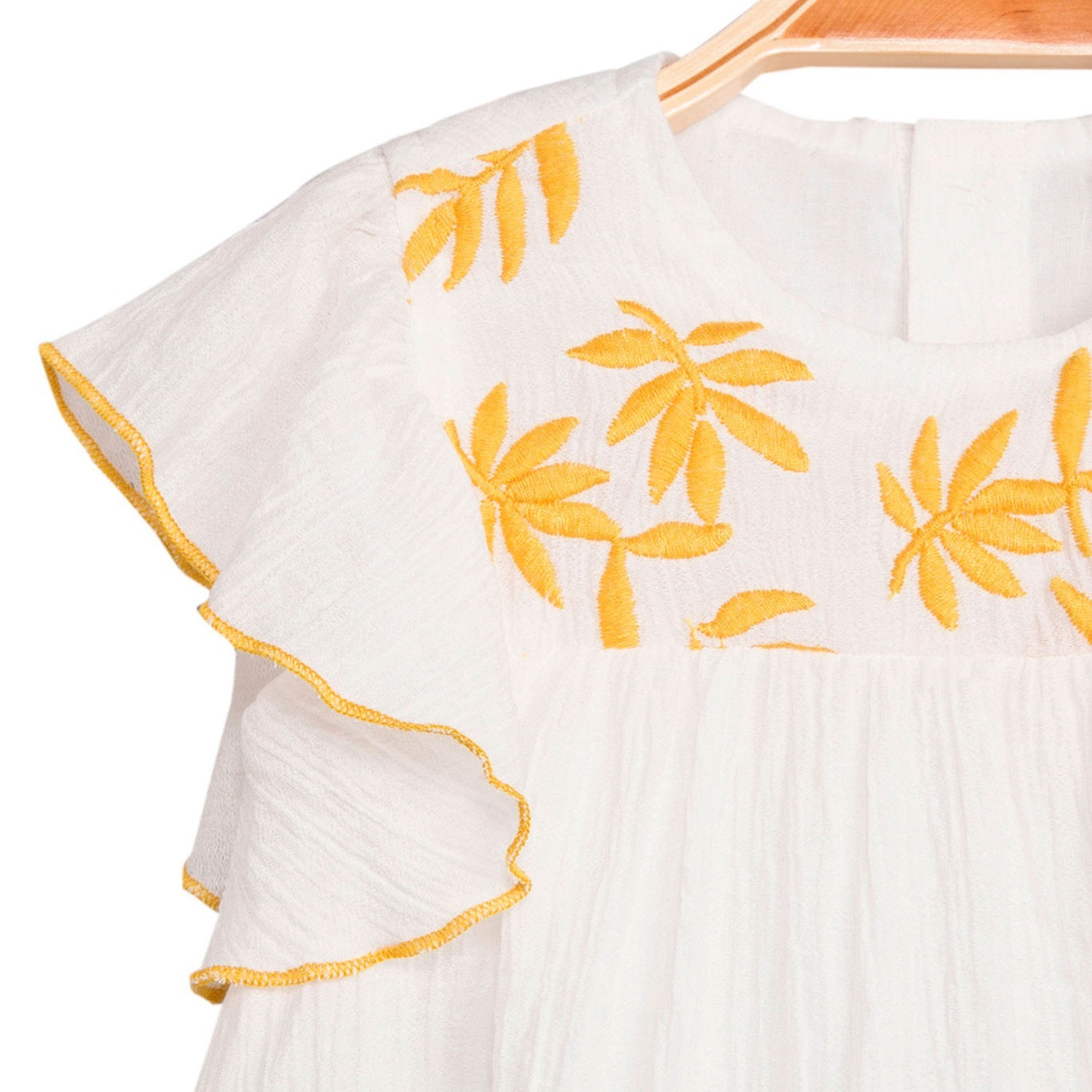 Vestido bebé niña bordados mostaza