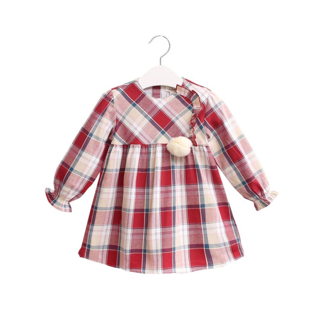 Vestido bebé niña cuadros rojos
