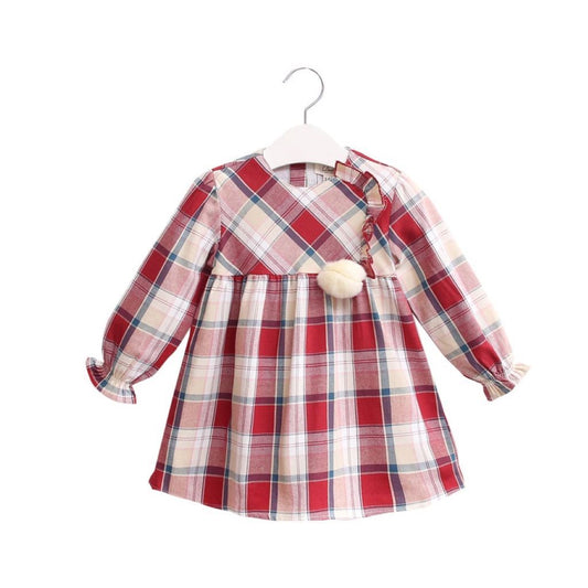 Vestido bebé niña cuadros rojos