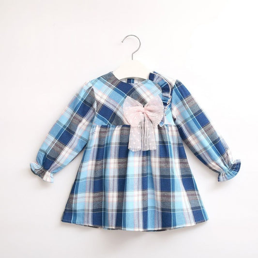 Vestido bebé niña cuadros turquesa