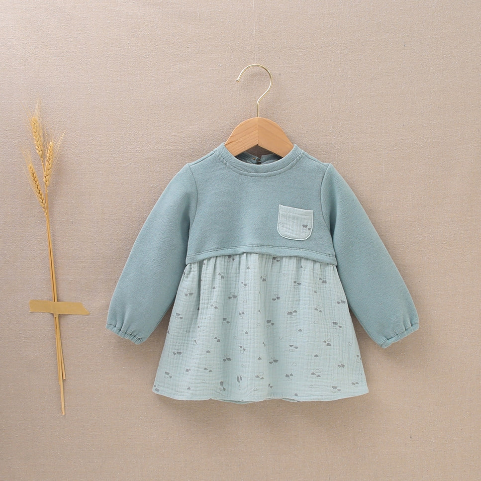 Vestido bebé niña verde agua