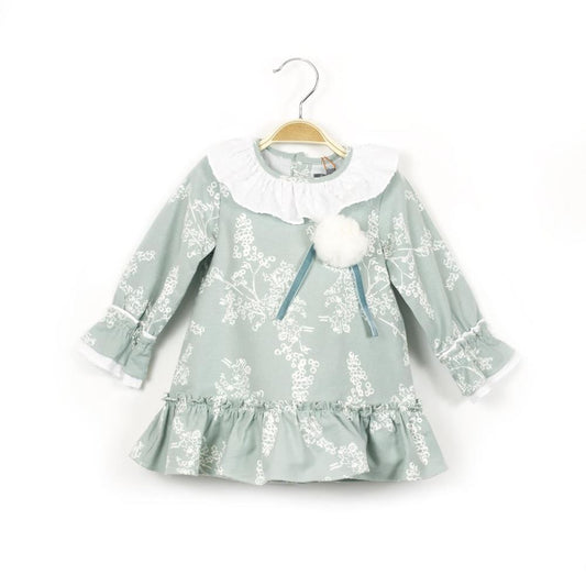 Vestido bebé niña estampado verde