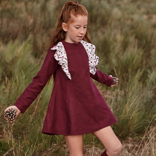 Vestido Jr niña franela vino