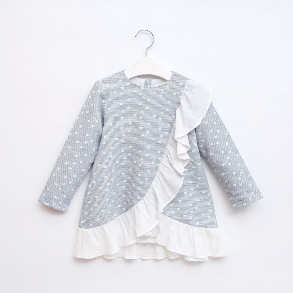 Vestido Jr niña lunares blancos